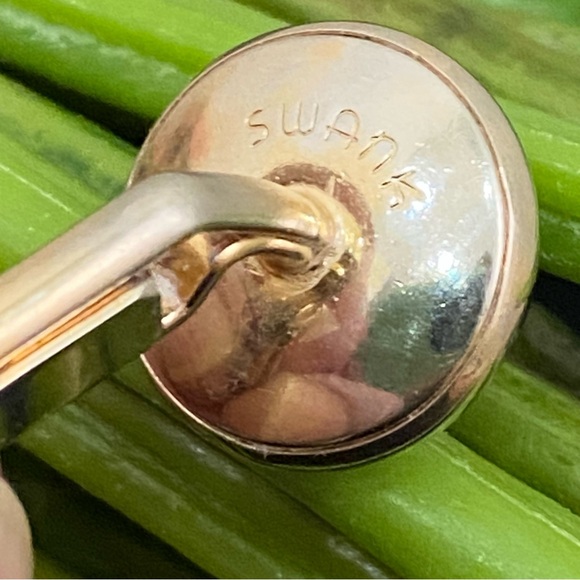 Vintage SWANK Ruby Red Stone Cabochon Gold-tone Cufflinks 8g - Picture 11 of 11